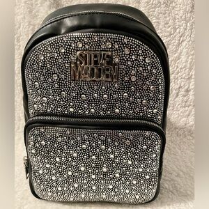 Steve Madden BStudded Mini Backpack Black with Silver Embellishments